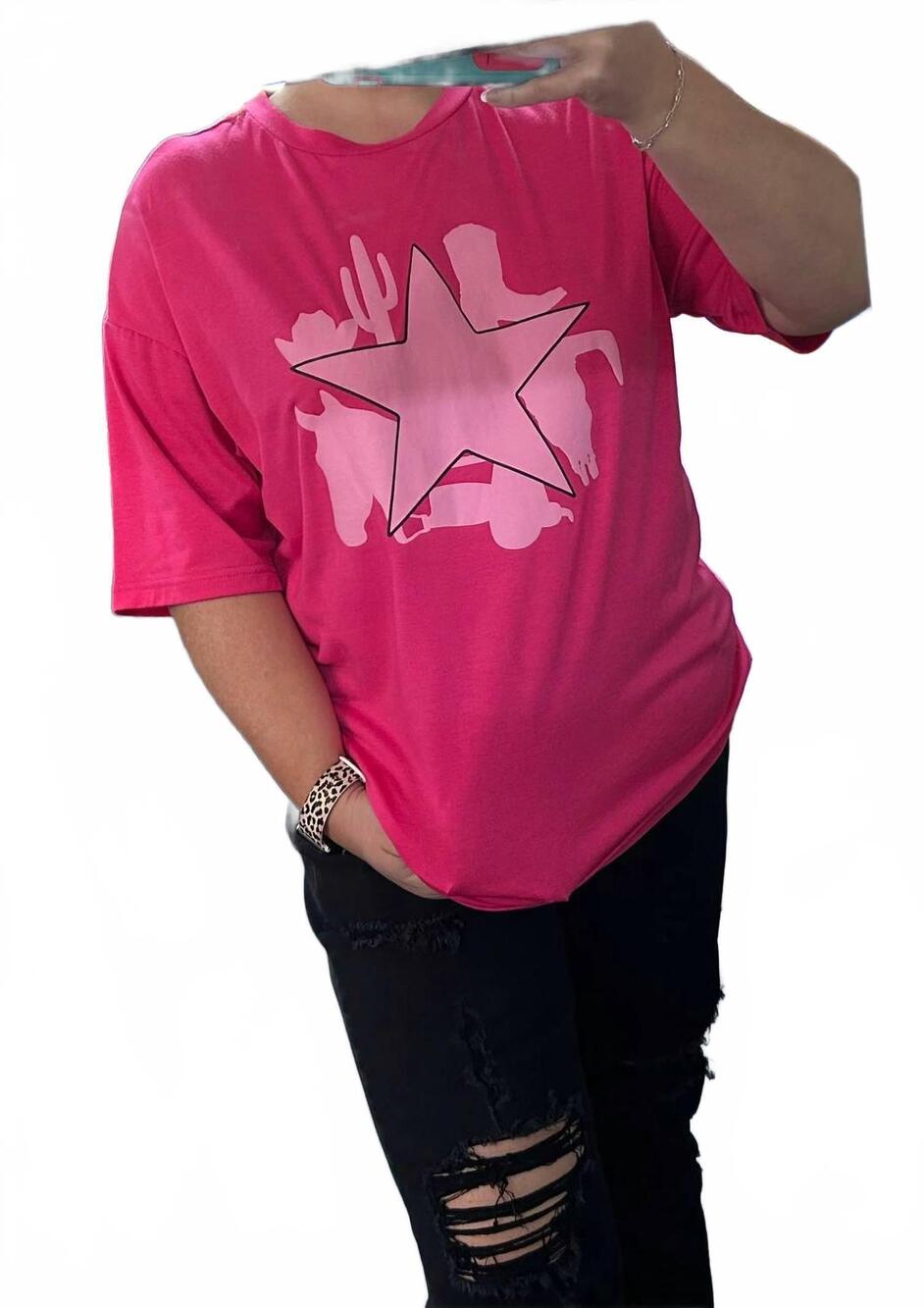 NEW 2FLYCO cowgal short sleeve tee in pink